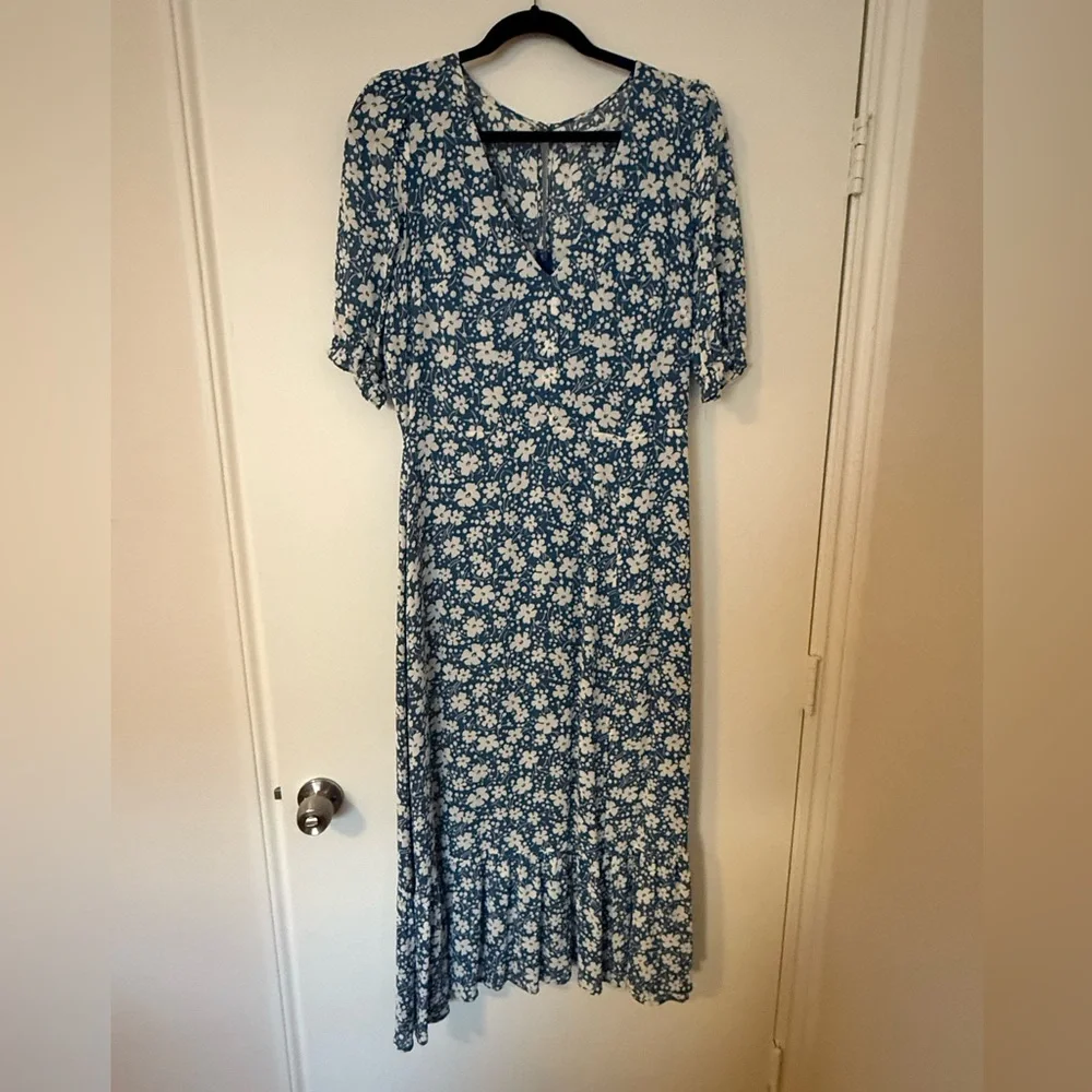 Reformation Nantes Blue and White Floral Midi Dress - Picture 2 of 6